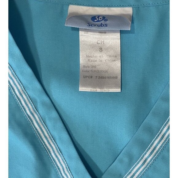 SB Scrubs Women's Mock Crossover Top Small Turquoise Pockets Medical Uniforms - Picture 7 of 13